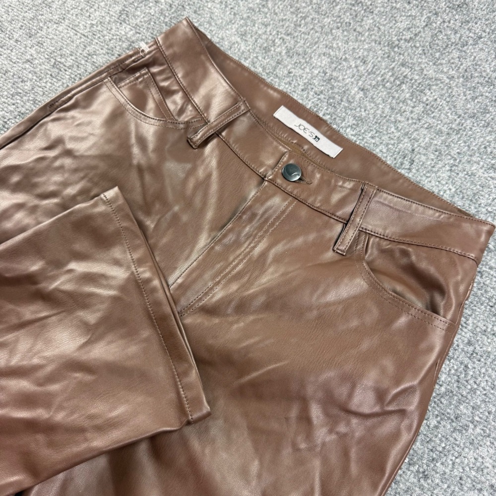 Joe's Jeans Faux Leather Pants 27 Chocolate Brown High Rise Flare Women